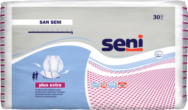 San Seni Plus Extra Vorlagen Damen Herren 30 Stück Verpackung
